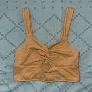 Tan Knotted Crop Top